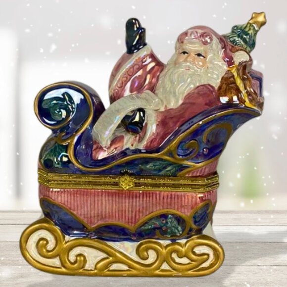 Avon Other - Avon Ceramic Santa Multicolor Trinket Jewelry Box Holiday Decor